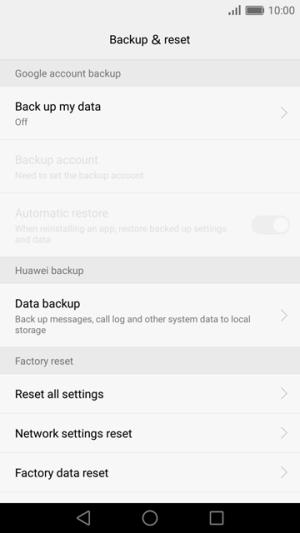 Factory data reset settings Huawei
