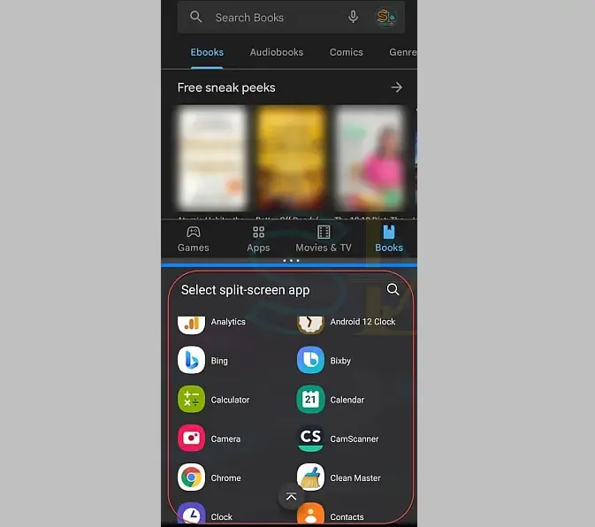 Select Split Screen App Samsung
