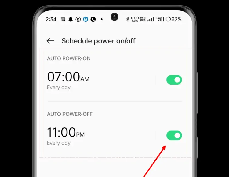 Schedule Power On/Off Oppo A57