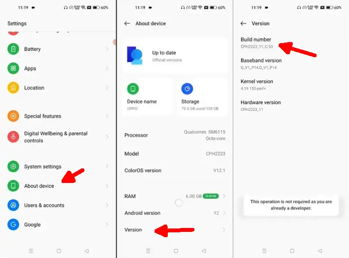 How to Activate Developer Options on Oppo A57